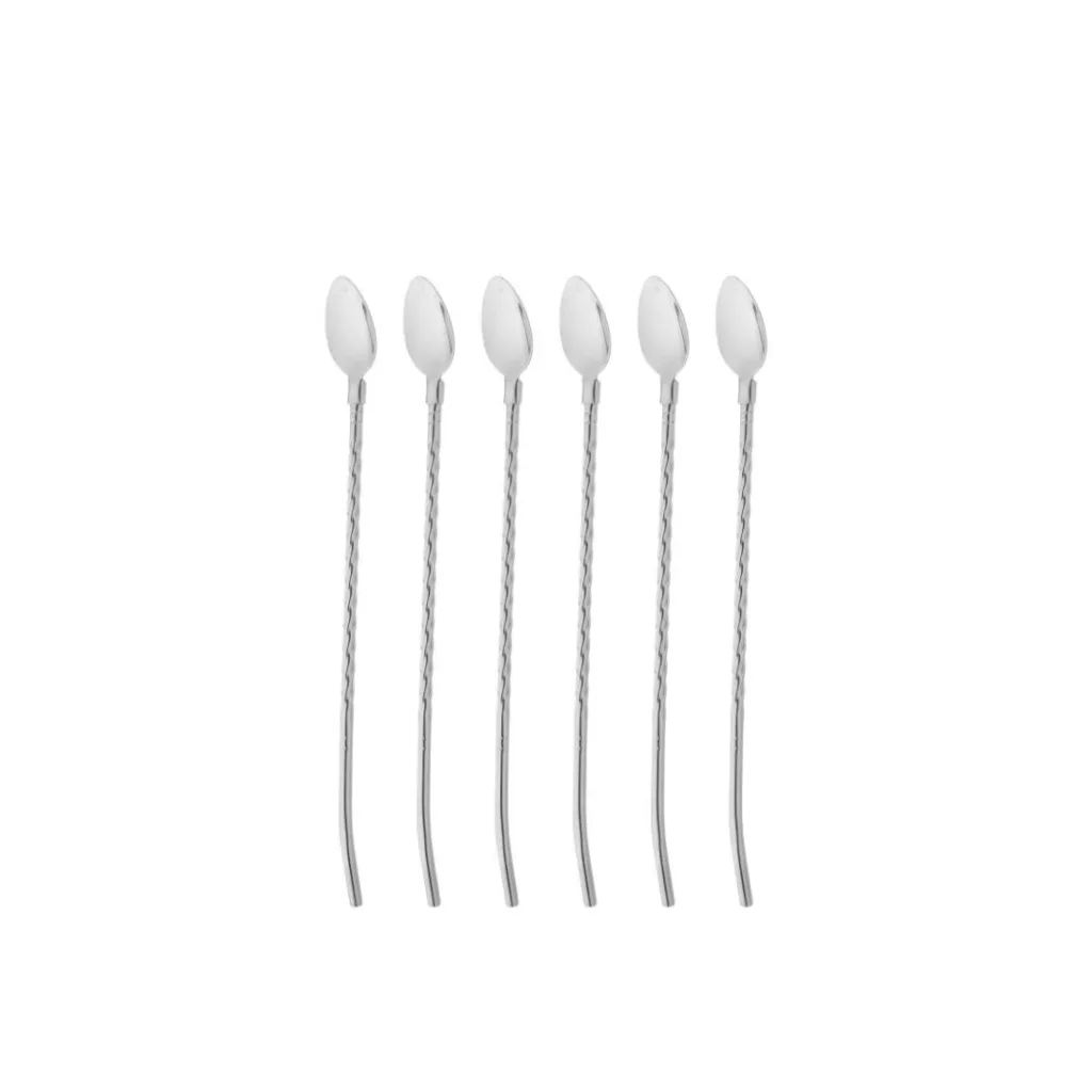 قاشق شربت خوری مدل نی دار کد FG38 مجموعه 6 عددی