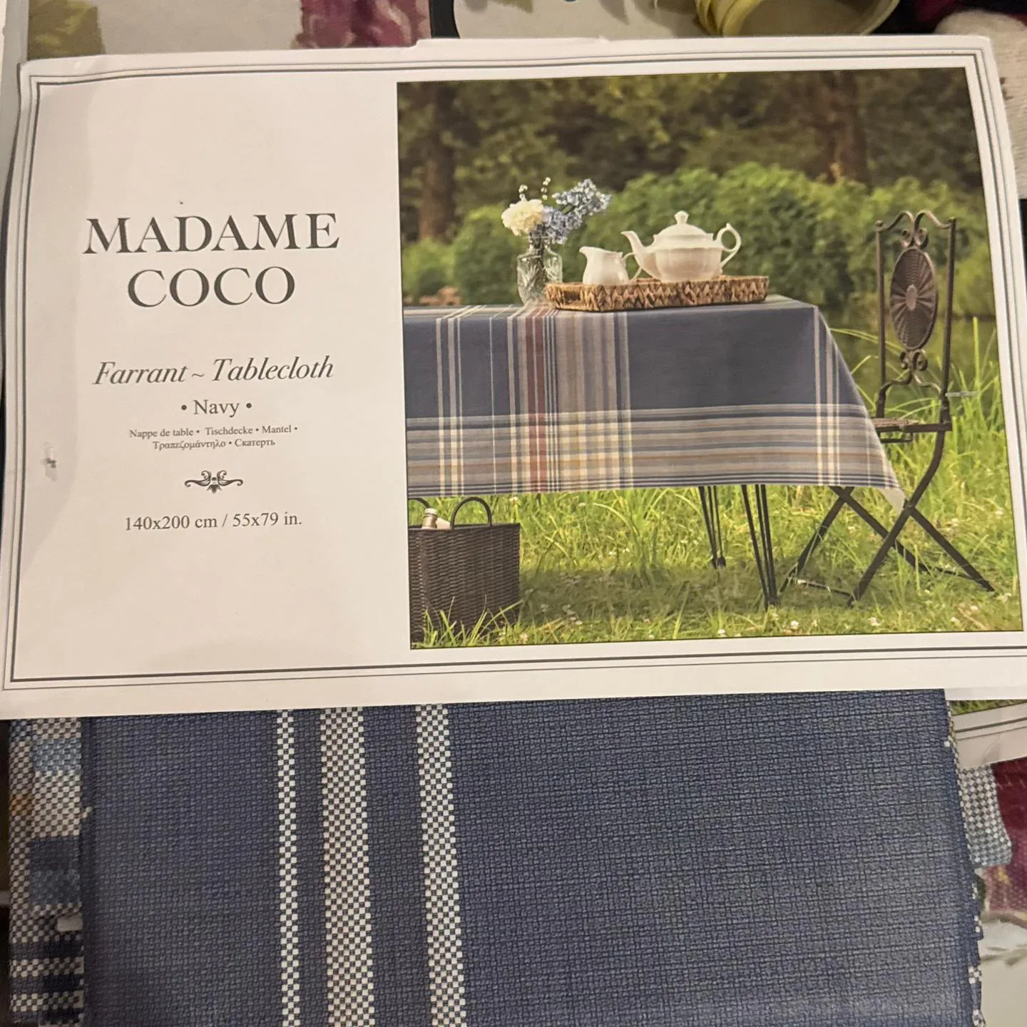 سفره هشت نفره مادام کوکو مدل Farrant.140200.Lacivert سایز 140*200 سانتی متر