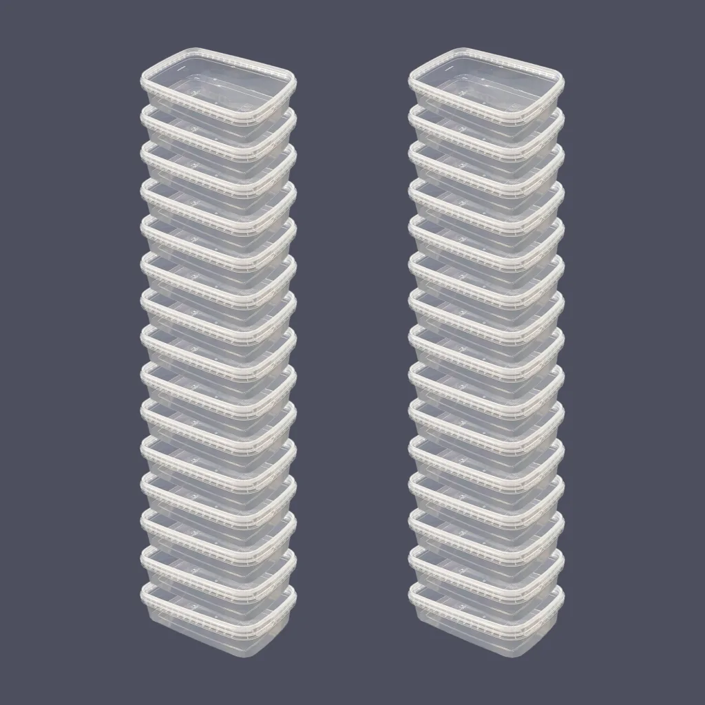 ظرف نگهدارنده پولاد پویش مدل فریزری و مایکروویوی طرح شفاف کد 700cc بسته 30 عددی