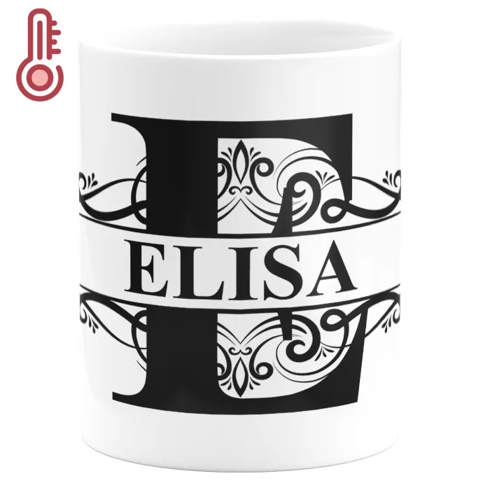 ماگ حرارتی گالری وبفر مدل اسم الیسا به همراه زیر لیوانی