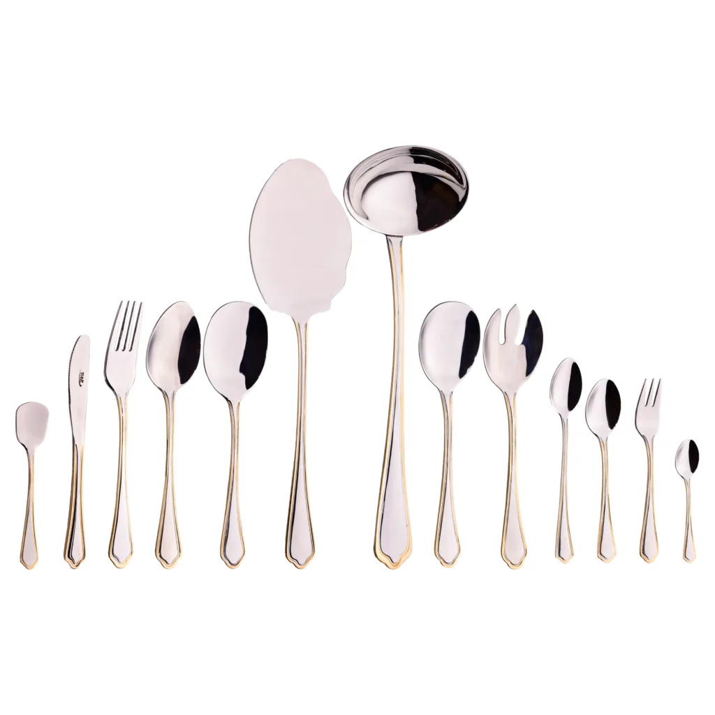 سرویس قاشق و چنگال 116 پارچه ناب استیل 18 نفره مدل ونیز