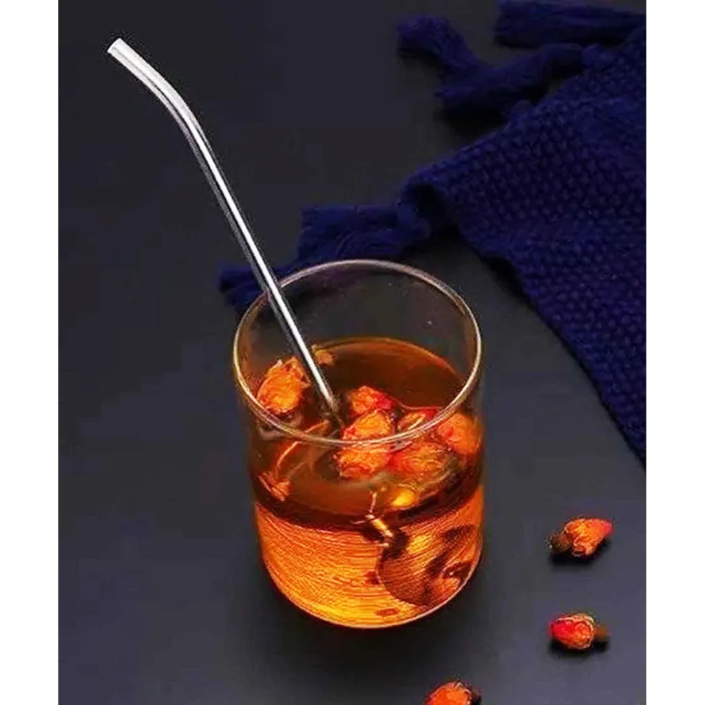 قاشق شربت خوری مدل نی دار کد 01 مجموعه 6 عددی به همراه نی شور