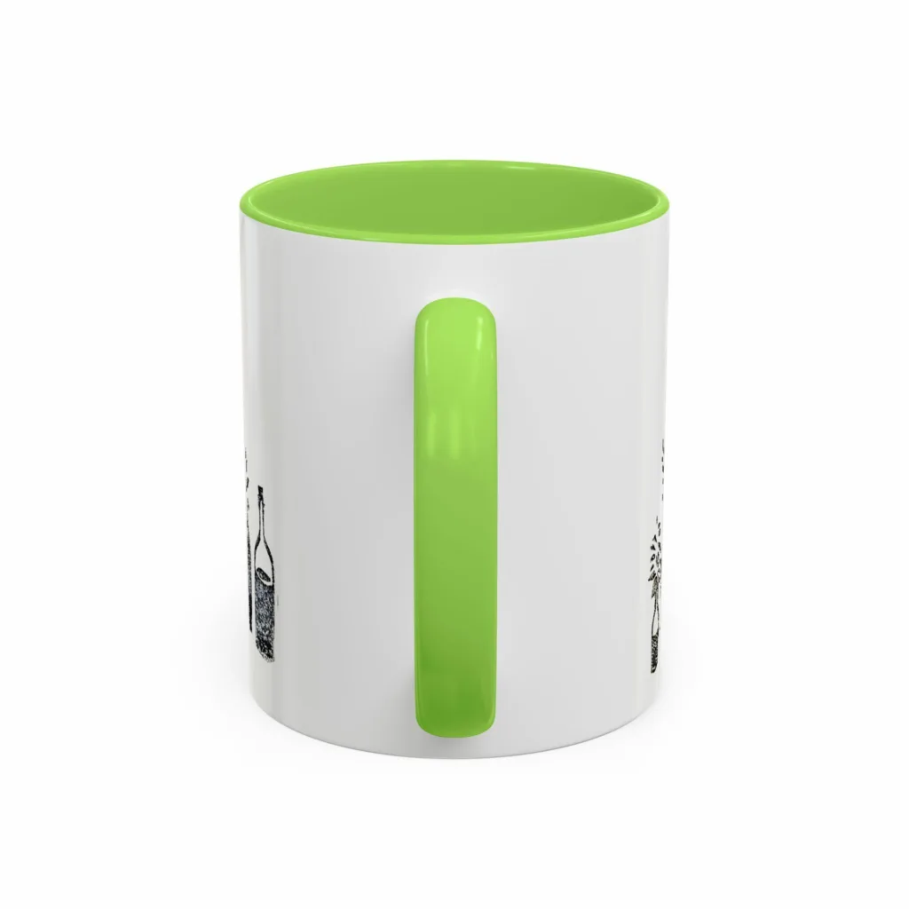 ماگ مدل دسته رنگی طرح شیشه و برگ