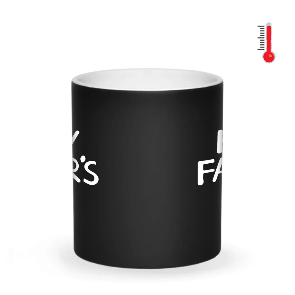 ماگ حرارتی  گردو چاپ مدل روز پدر طرح سیبیل پاپیون به همراه زیر لیوانی