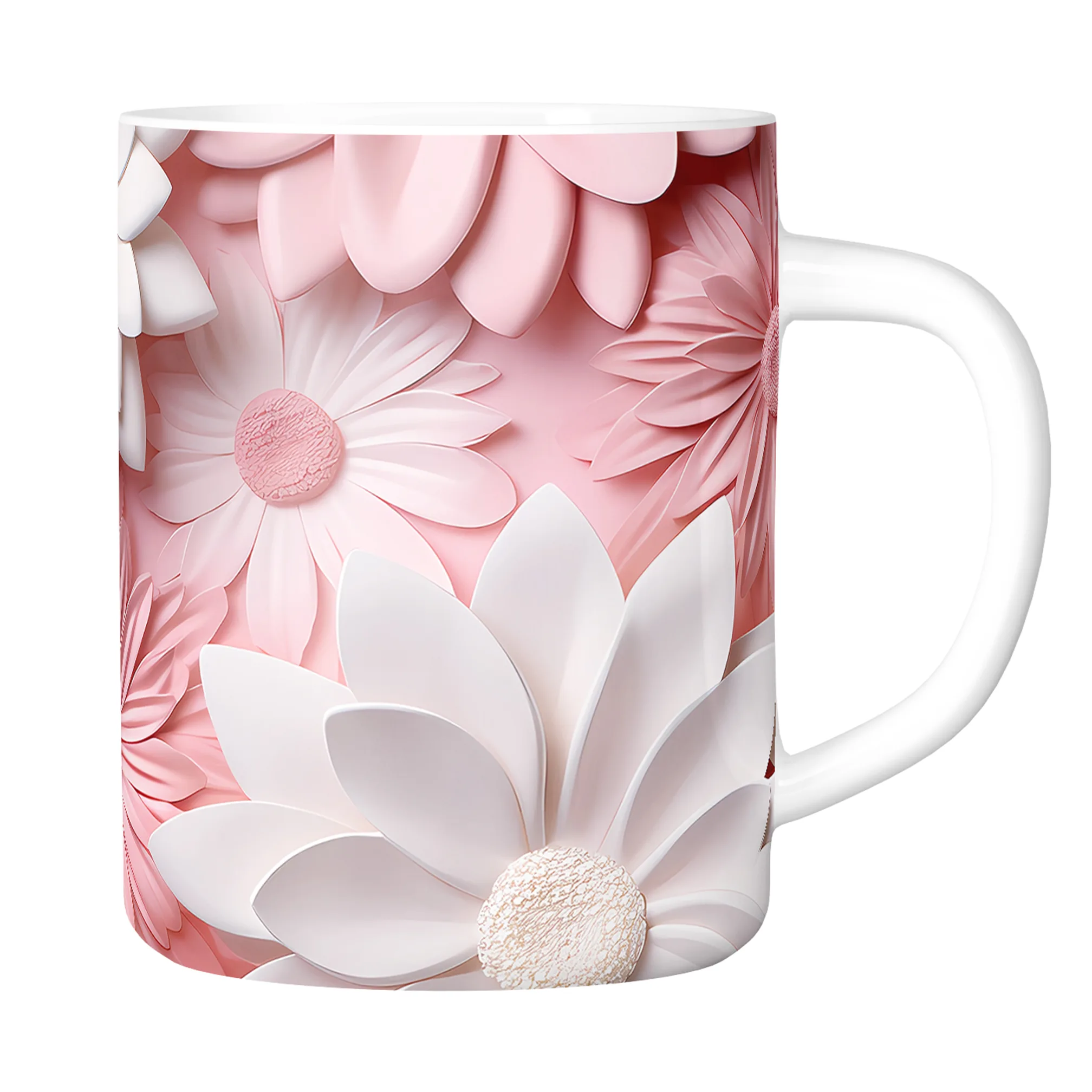 ماگ طرح فانتزی گل های صورتی 11