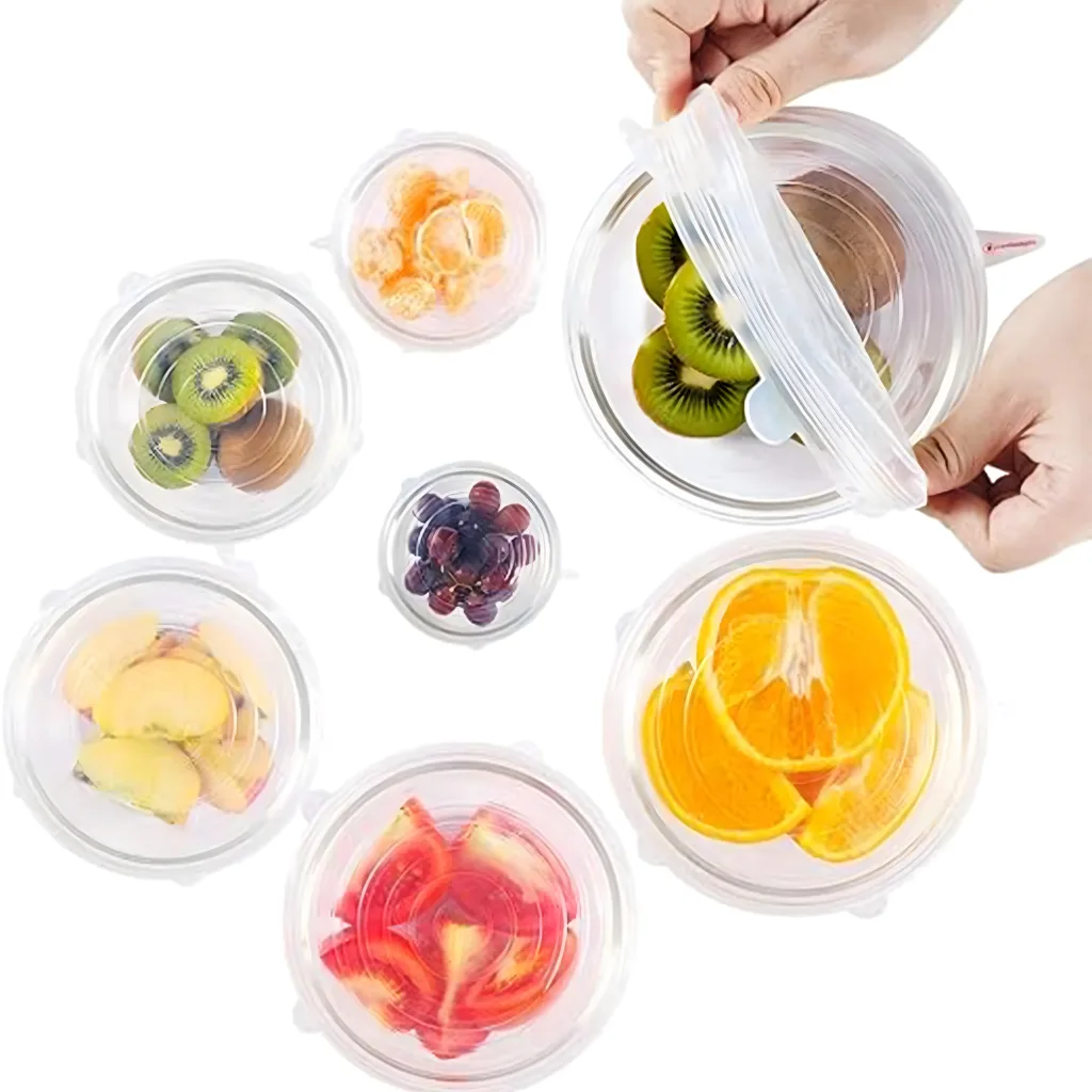 درپوش ظرف مدل سیلیکونی کد 1007 مجموعه 6 عددی