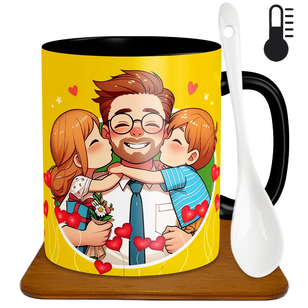 ماگ حرارتی طرح پدر کد H1046 به همراه زیر لیوانی و قاشق