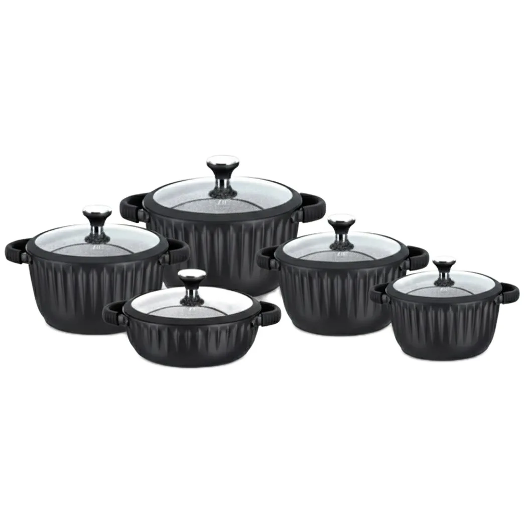 سرویس قابلمه و تابه گرانیت 10 پارچه بازرگانی زیو مدل 8700 سرویس قابلمه و تابه گرانیت 10 پارچه بازرگانی زیو مدل 8700