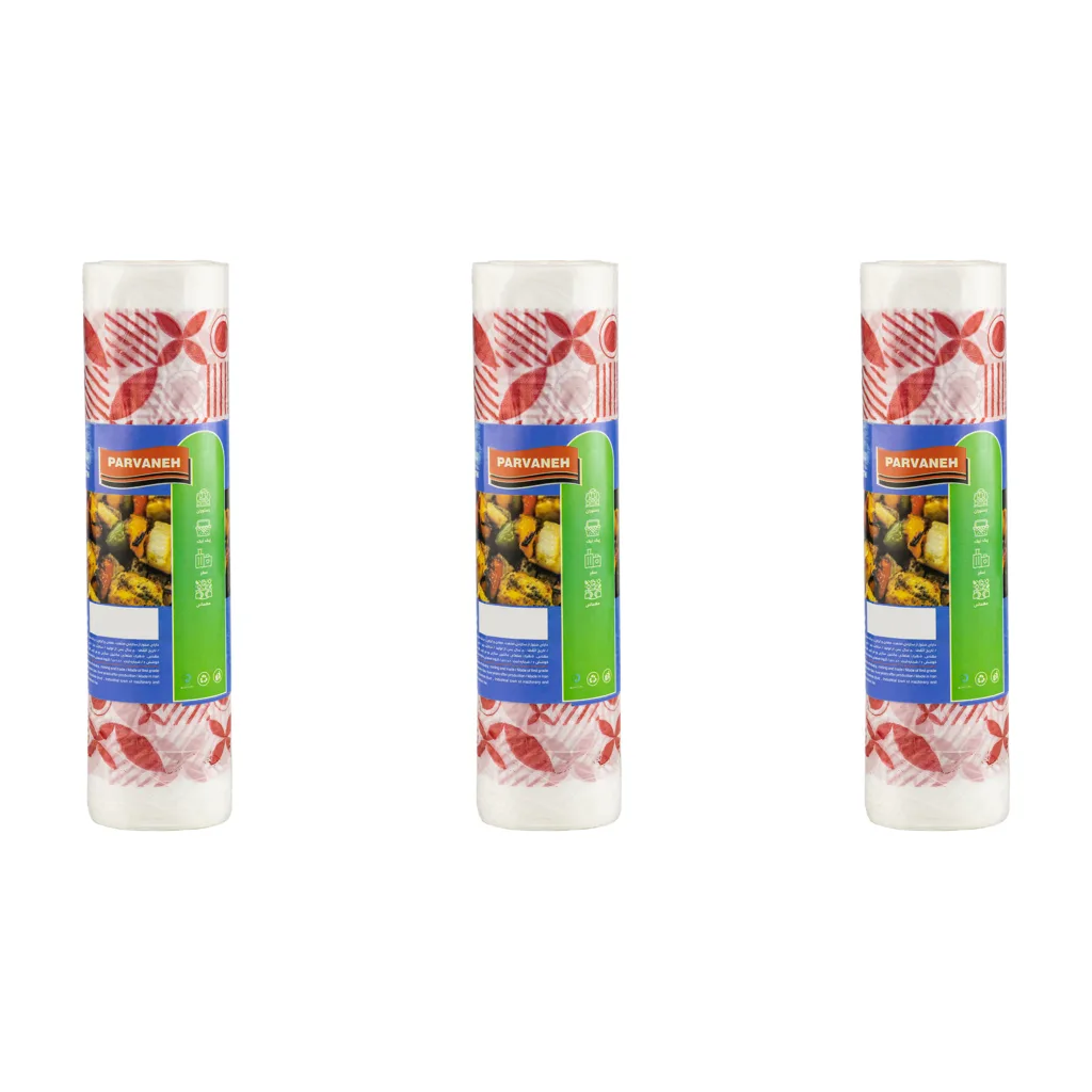 سفره یکبار مصرف پروانه مدل طرح دار کد 500 مجموعه 3 رول 50 متری