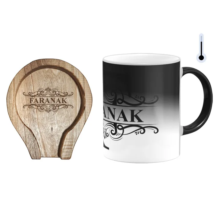 ماگ حرارتی گالری وبفر مدل اسم فرانک به همراه زیر لیوانی