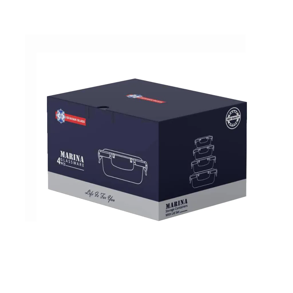 ظرف نگهدارنده شیشه و بلور اصفهان مدل مارینا مجموعه 4 عددی