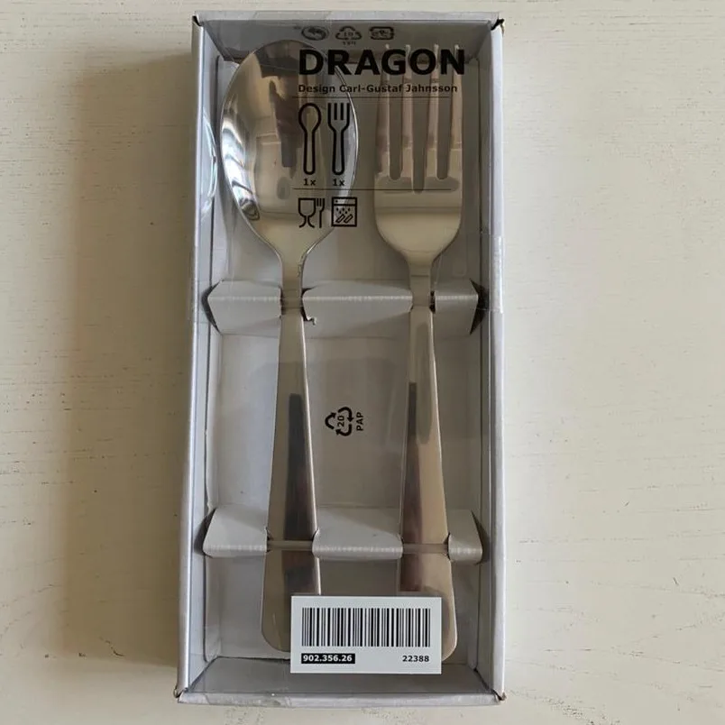 قاشق و چنگال سرو سالاد ایکیا مدل DRAGON 902.356.26