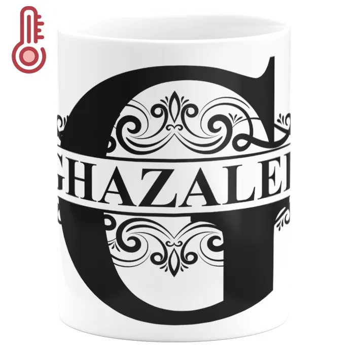 ماگ حرارتی گالری وبفر مدل اسم غزاله به همراه زیر لیوانی