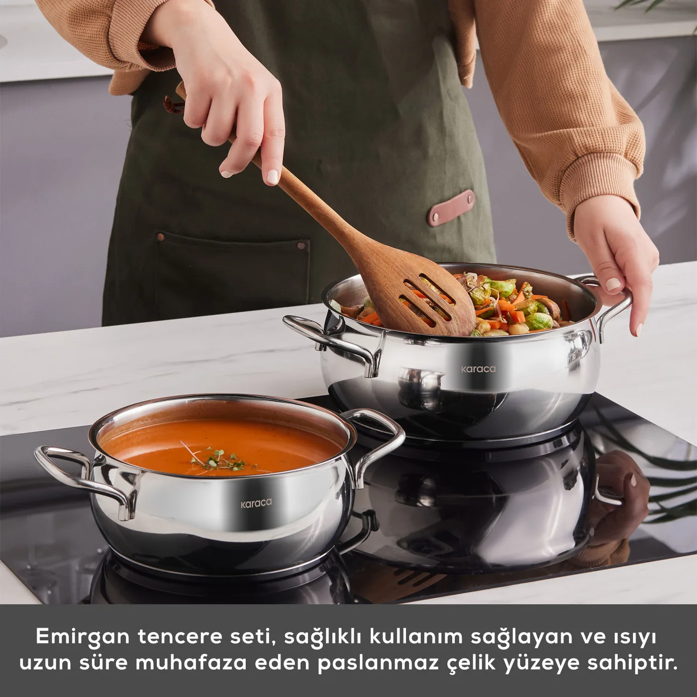 سرویس قابلمه استیل 8 پارچه کاراجا مدل Emirgan Celik