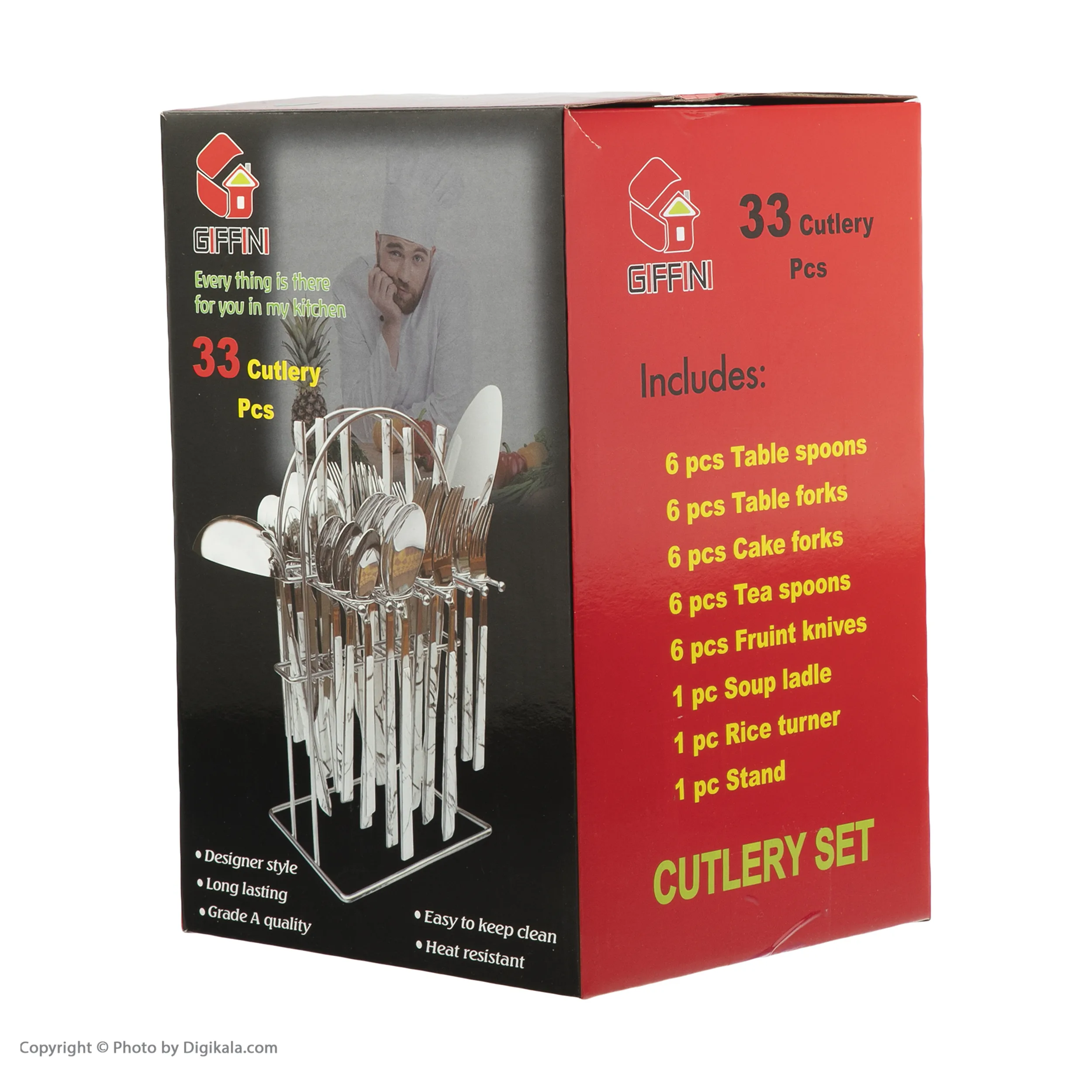 سرویس قاشق و چنگال 33 پارچه جی فی نی مدل L- WOOD