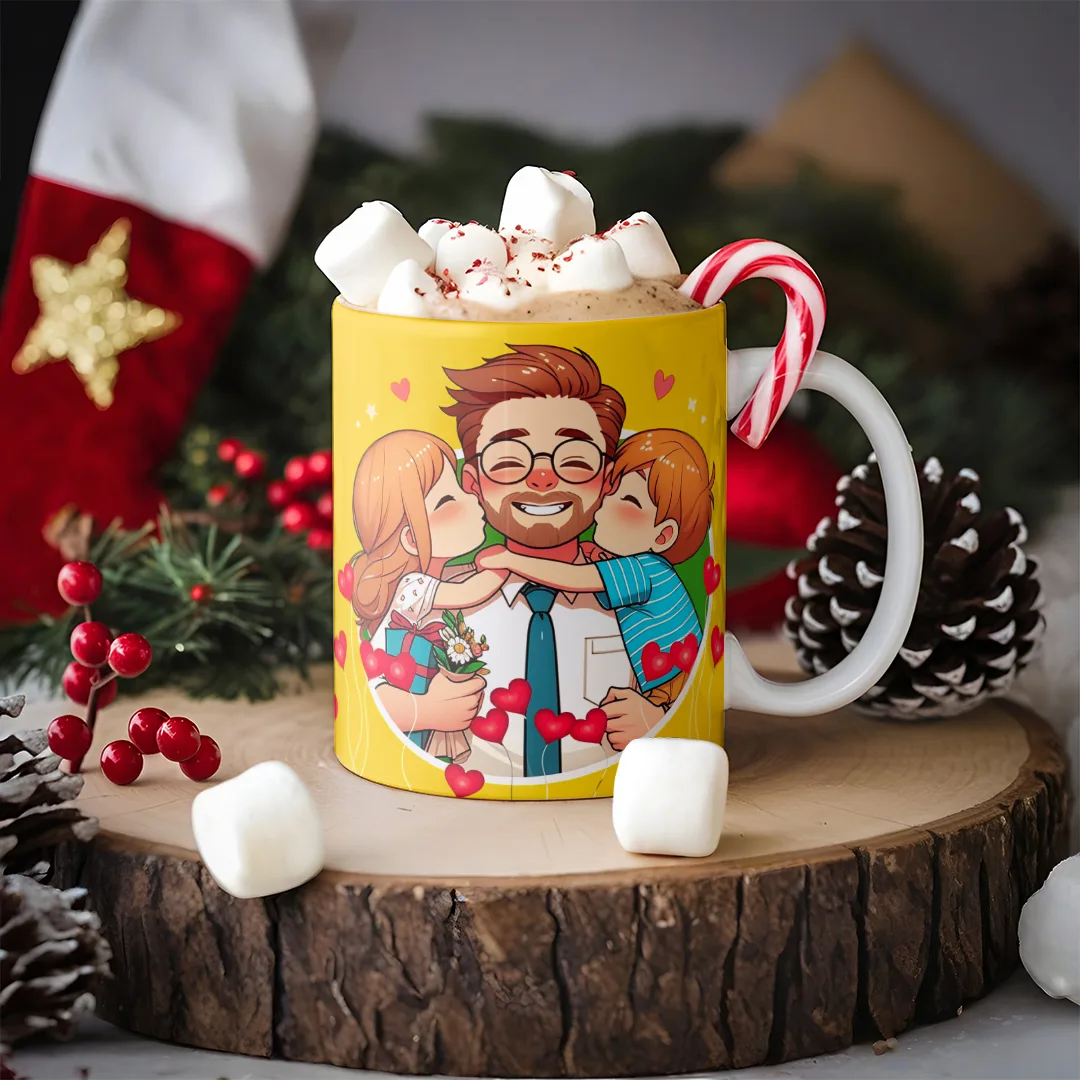 ماگ حرارتی طرح پدر کد HF1046 به همراه زیر لیوانی