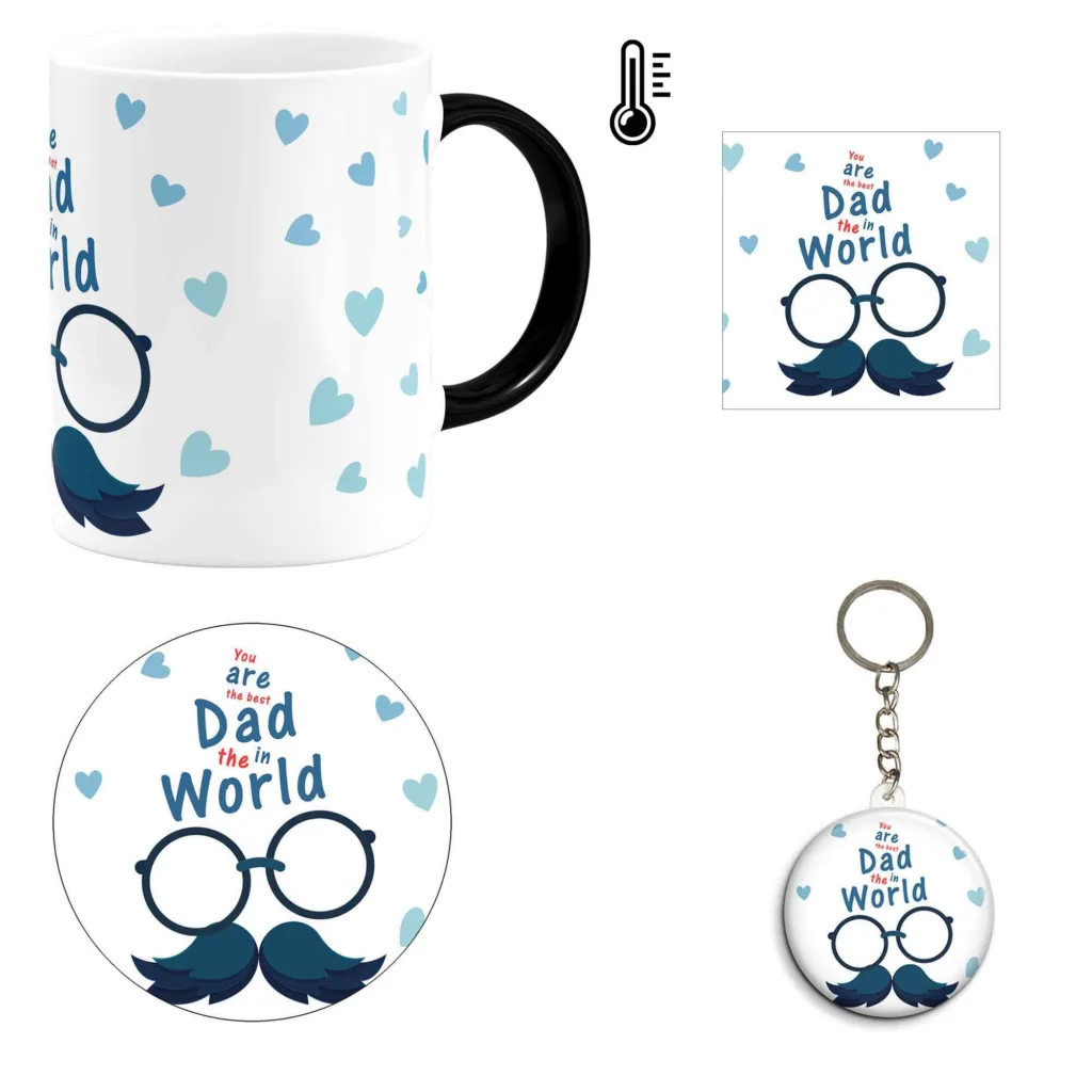 ست هدیه ماگ حرارتی طرح روز پدر کد B1 مجموعه 4 عددی