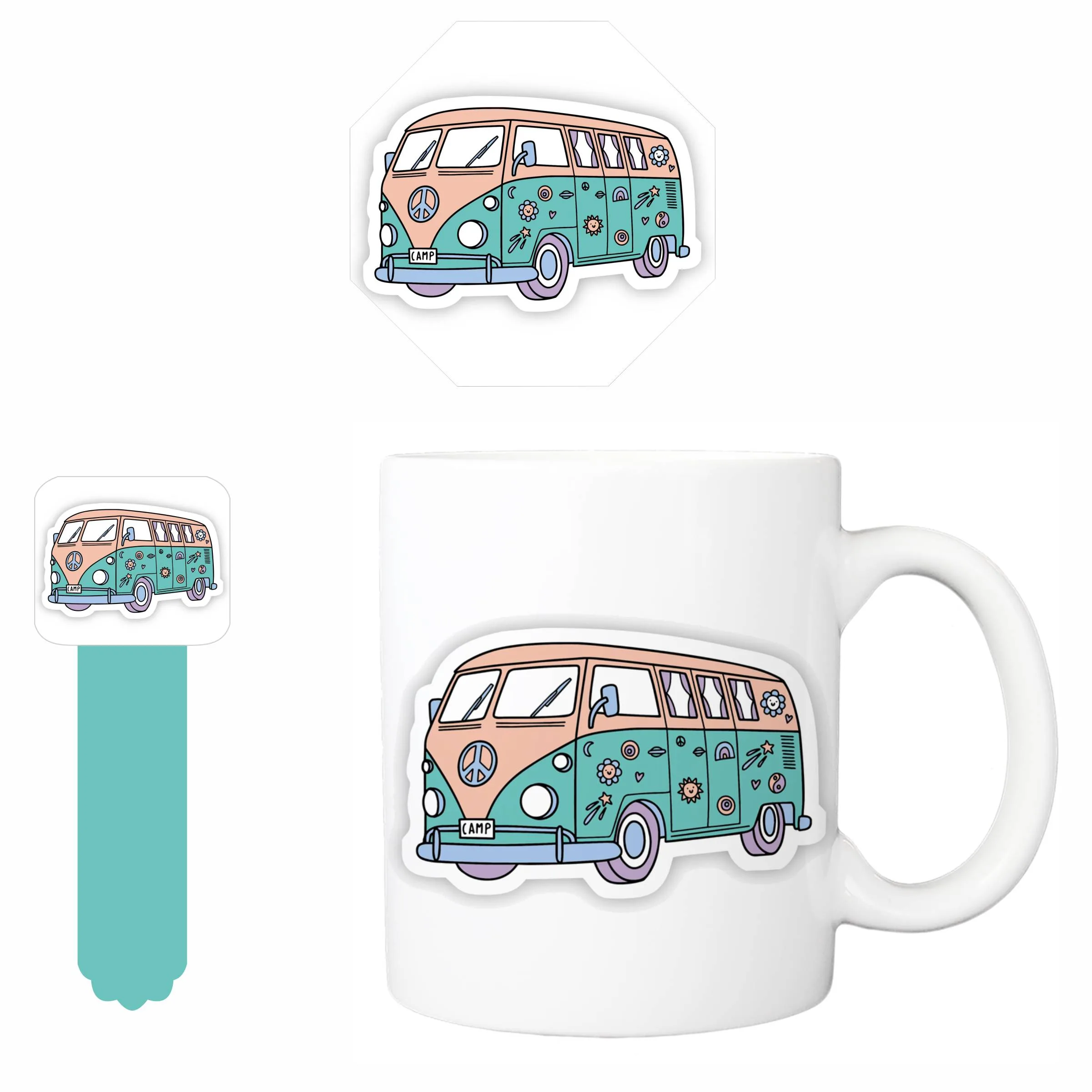 ماگ مدل 134 به همراه زیرلیوانی و بوک مارک