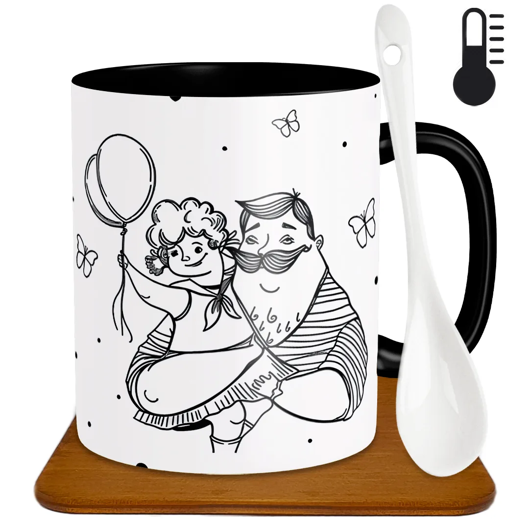 ماگ حرارتی طرح پدر کد H1041 به همراه زیر لیوانی و قاشق