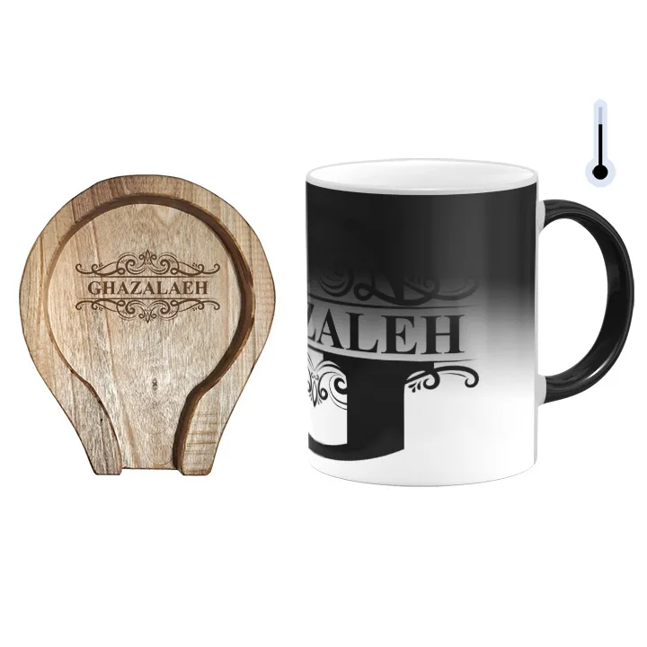 ماگ حرارتی گالری وبفر مدل اسم غزاله به همراه زیر لیوانی