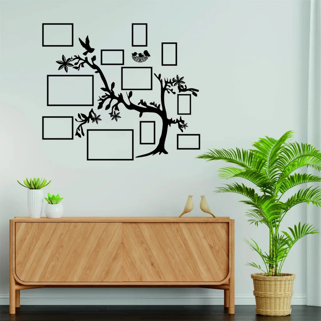استیکر مدل دیواری چوبی 63×48 کد KT83 مجموعه 15 عددی