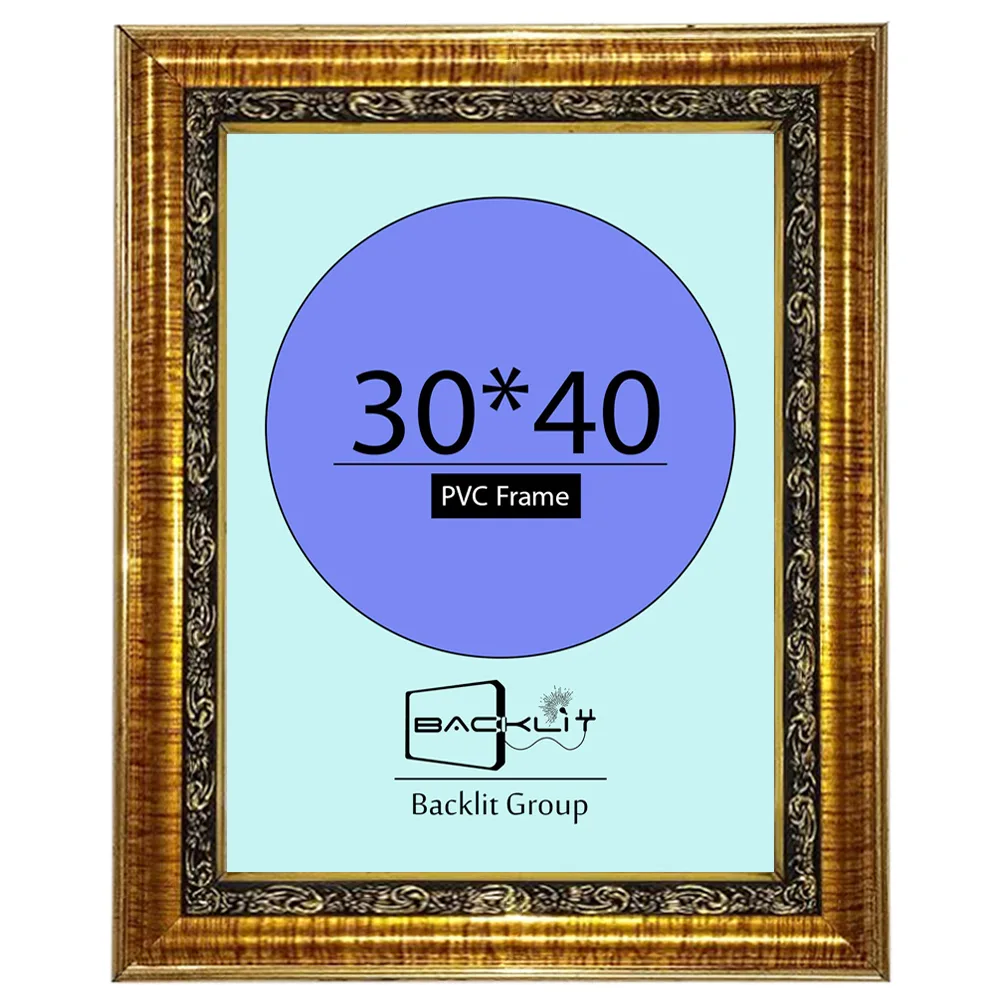 قاب عکس بکلیت مدل گلدار طلایی دیواری سایز 40×30 سانتی متر