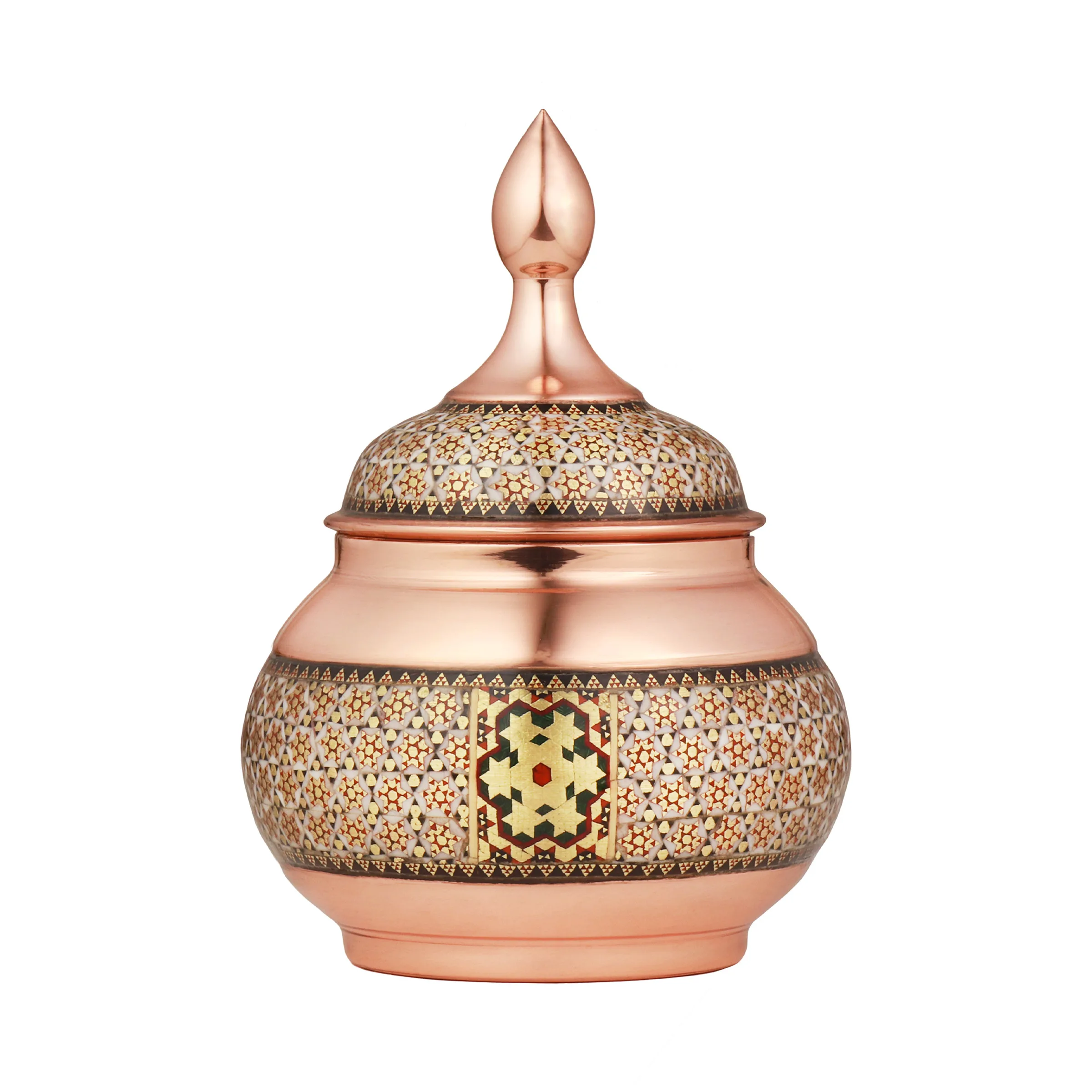 قندان مسی خاتم کاری مدل ساده کد 16