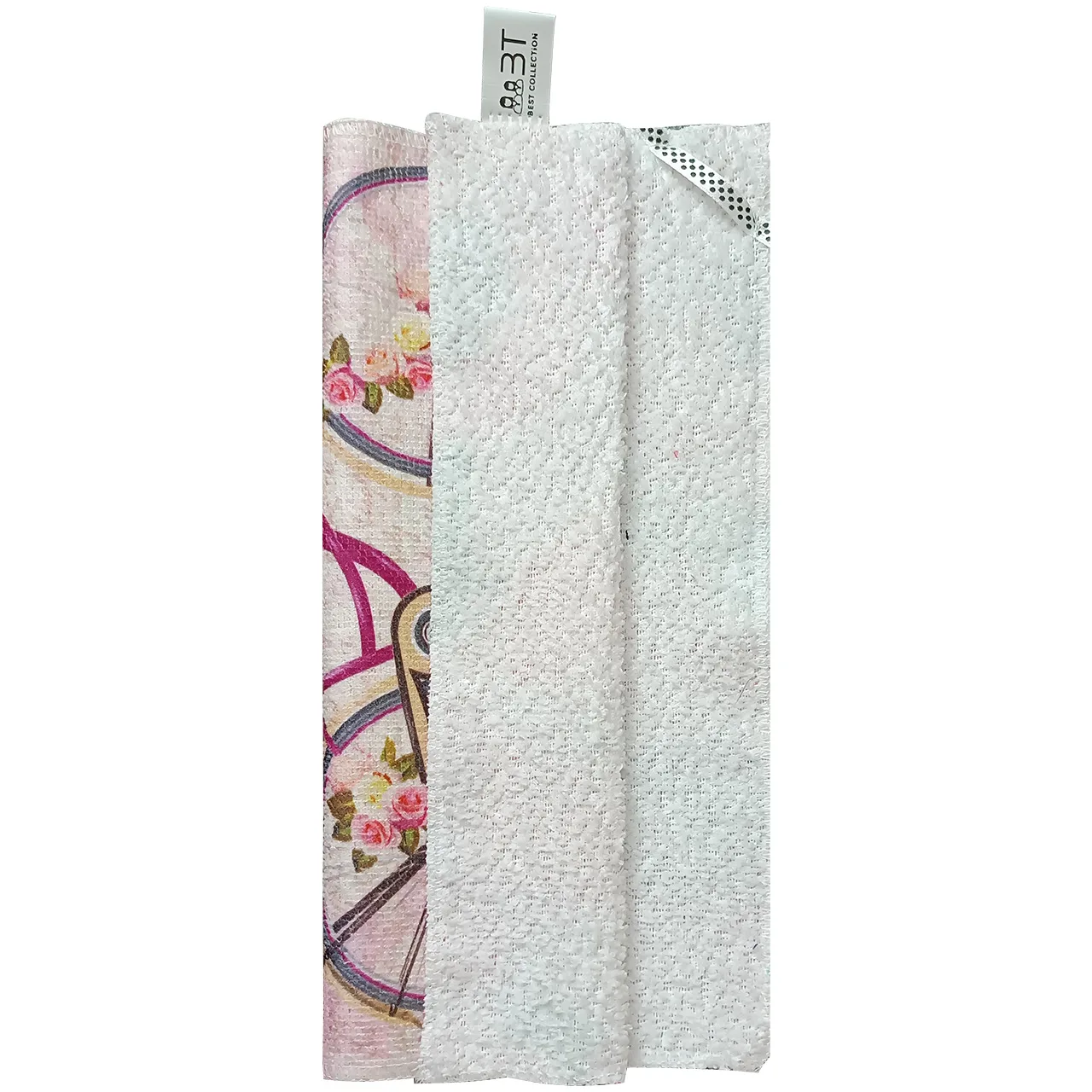 دستمال نظافت آشپزخانه بی تی مدل میکروفایبر طرح دوچرخه کد 30x30W221 بسته 3 عددی