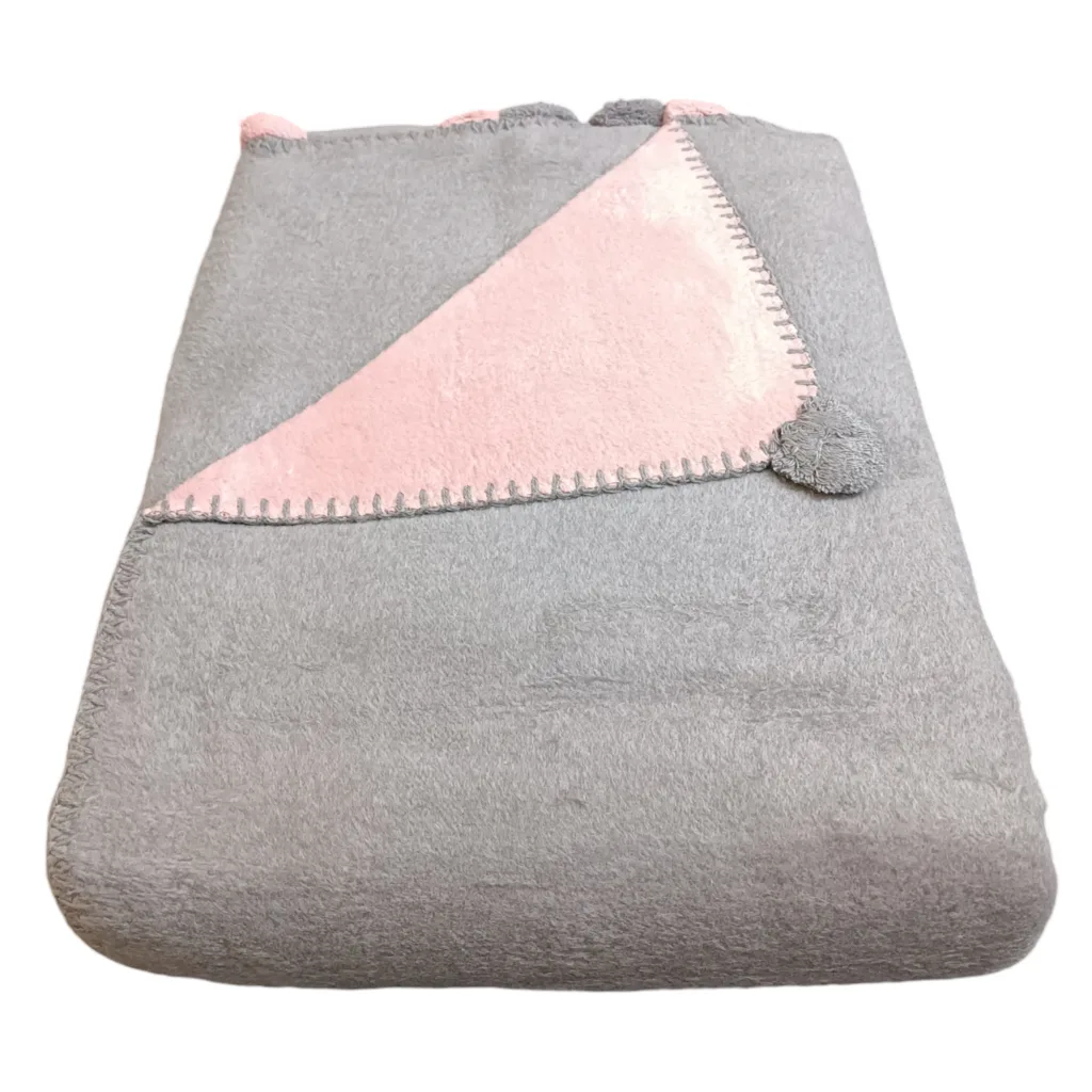 پتو ازدیلک مدل Ponponlu Pembe دو رو سایز 180×220 سانتی متر