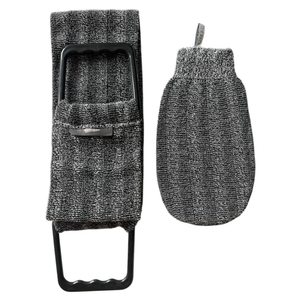 لیف ماساژ کارامل مدل CARBONIZED BAMBOO GLOVE بسته 2عددی