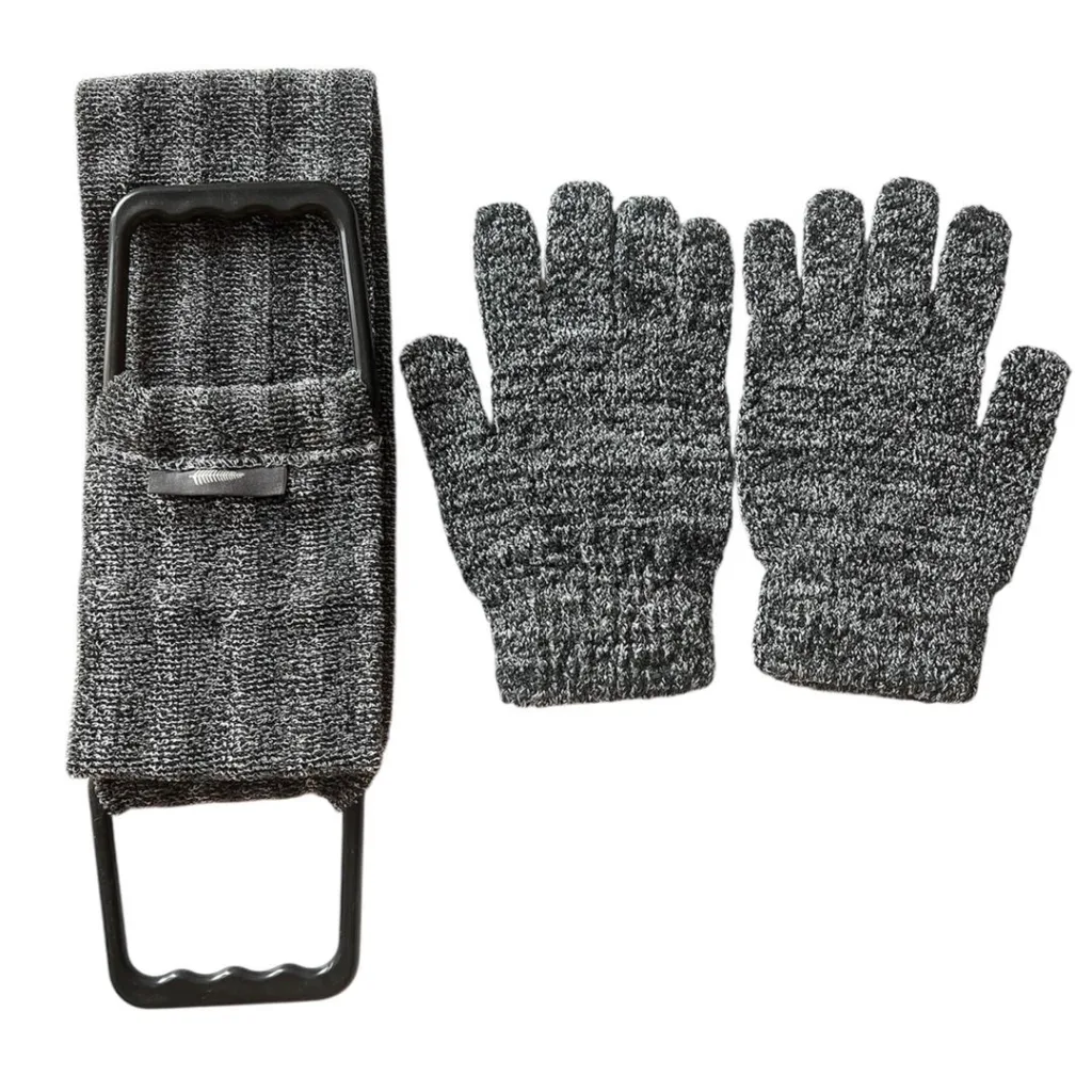 لیف ماساژ کارامل مدل CARBONIZED BAMBOO GLOVE مجموعه 3 عددی