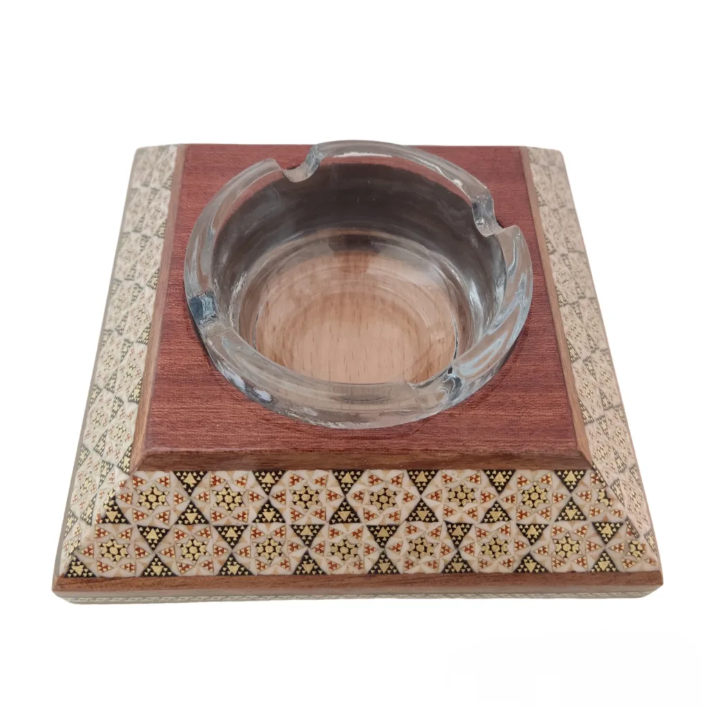 زیرسیگاری مدل خاتم کاری دایره ای کد 02