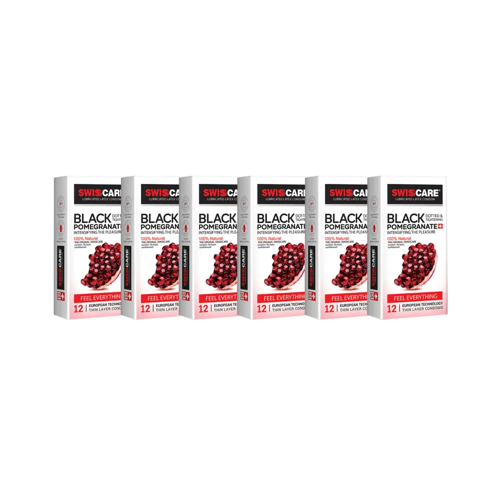 کاندوم سوئیس کر مدل BLACK POMEGRANATE مجموعه 6 عددی