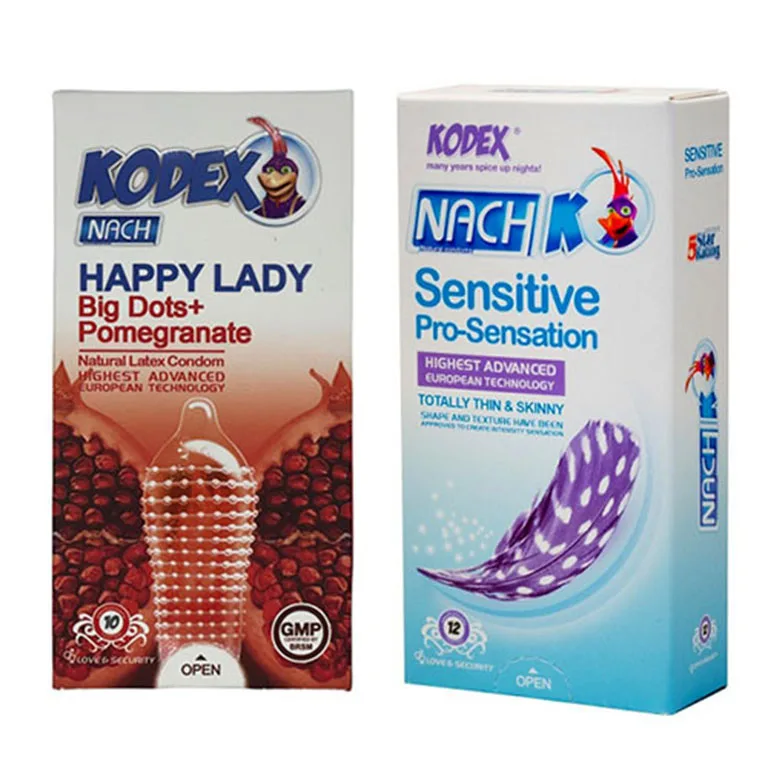 کاندوم ناچ کدکس مدل Sensitive بسته 12 عددی به همراه کاندوم ناچ کدکس مدل Happy lady بسته 10 عددی
