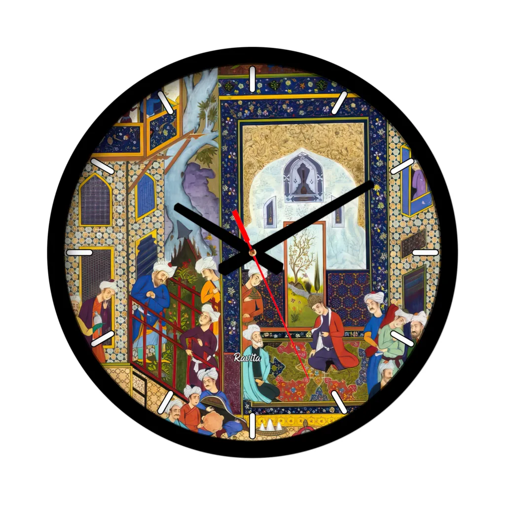 ساعت دیواری کوارتز راویتا مدل نقاشی مینیاتور ایرانی کد 3718
