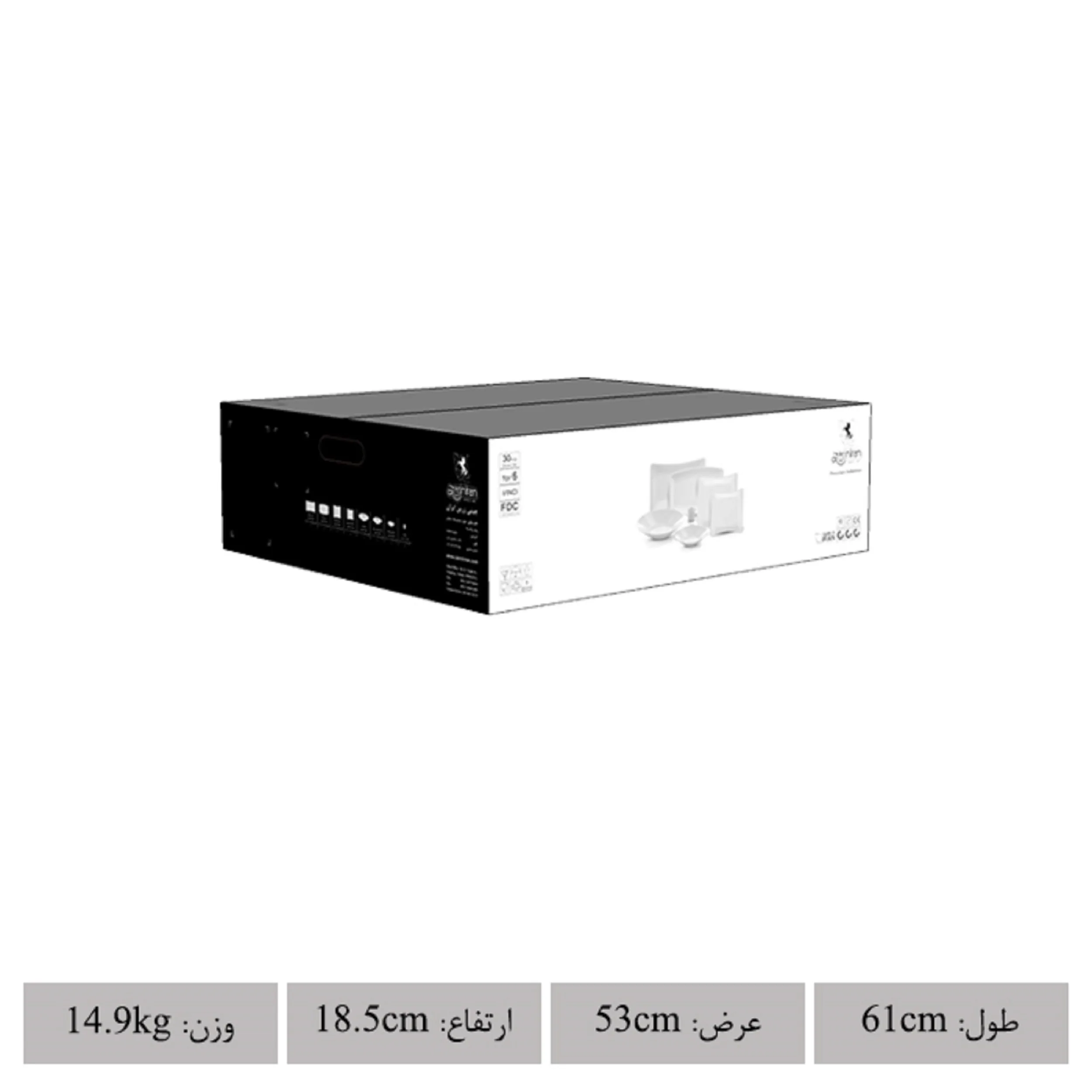 سرویس غذاخوری 30 پارچه چینی زرین ایران سری وینچی مدل ریوا درجه یک