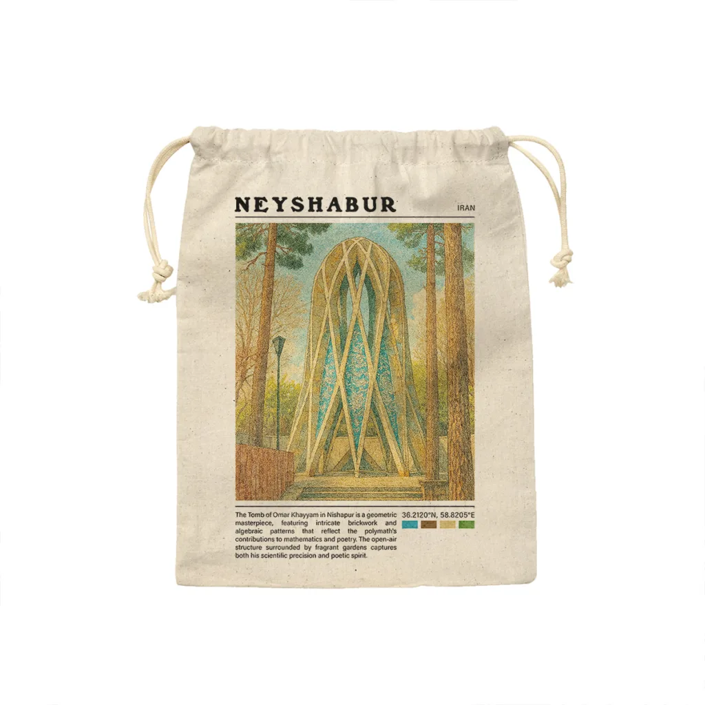 کیسه نان و سبزی ترمه طراحان ایده مدل آرامگاه خیام نیشابور کد map0815 – S سایز 19×19 سانتی متر