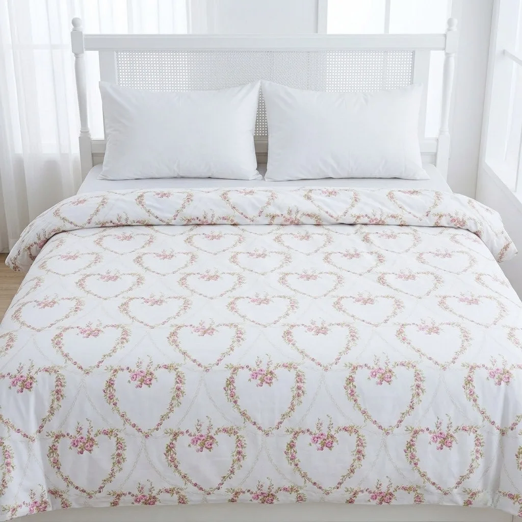 روکش لحاف پنبه انگلیش هوم مدل Rose Heart دو نفره سایز 220×200 سانتی‌متر