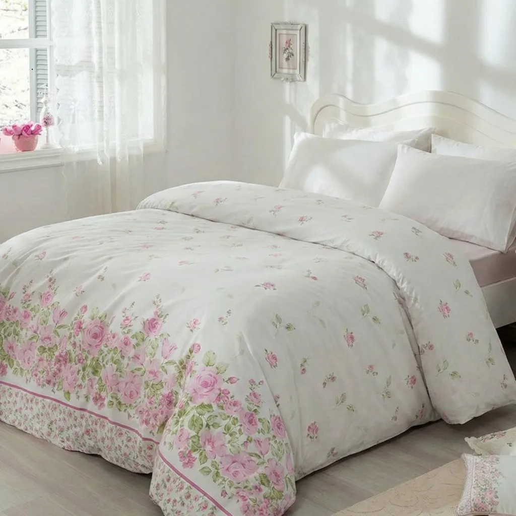 روکش لحاف پنبه انگلیش هوم مدل Rose Rain دو نفره سایز 260×220 سانتی‌متر