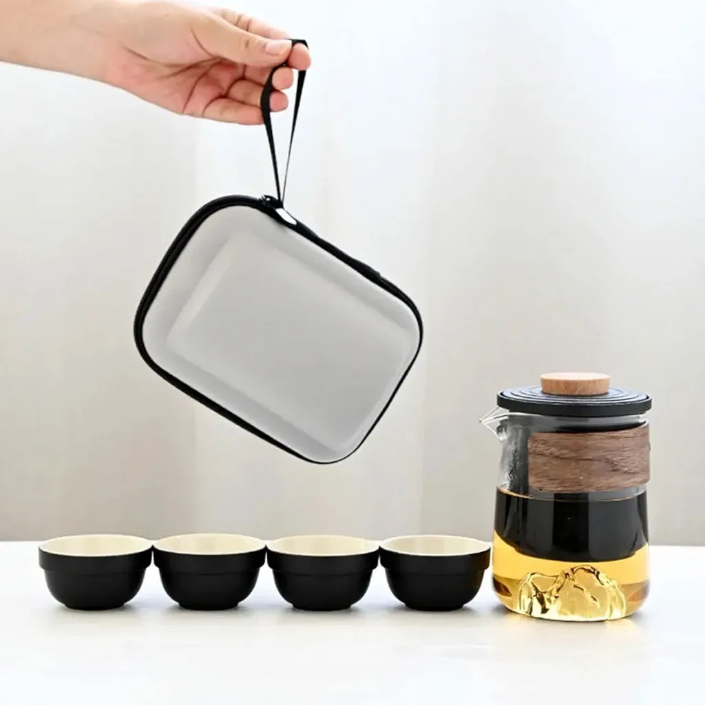 ست قوری و فنجان مدل کیف دار گنجایش قوری 0.325 لیتر مجموعه 5 عددی