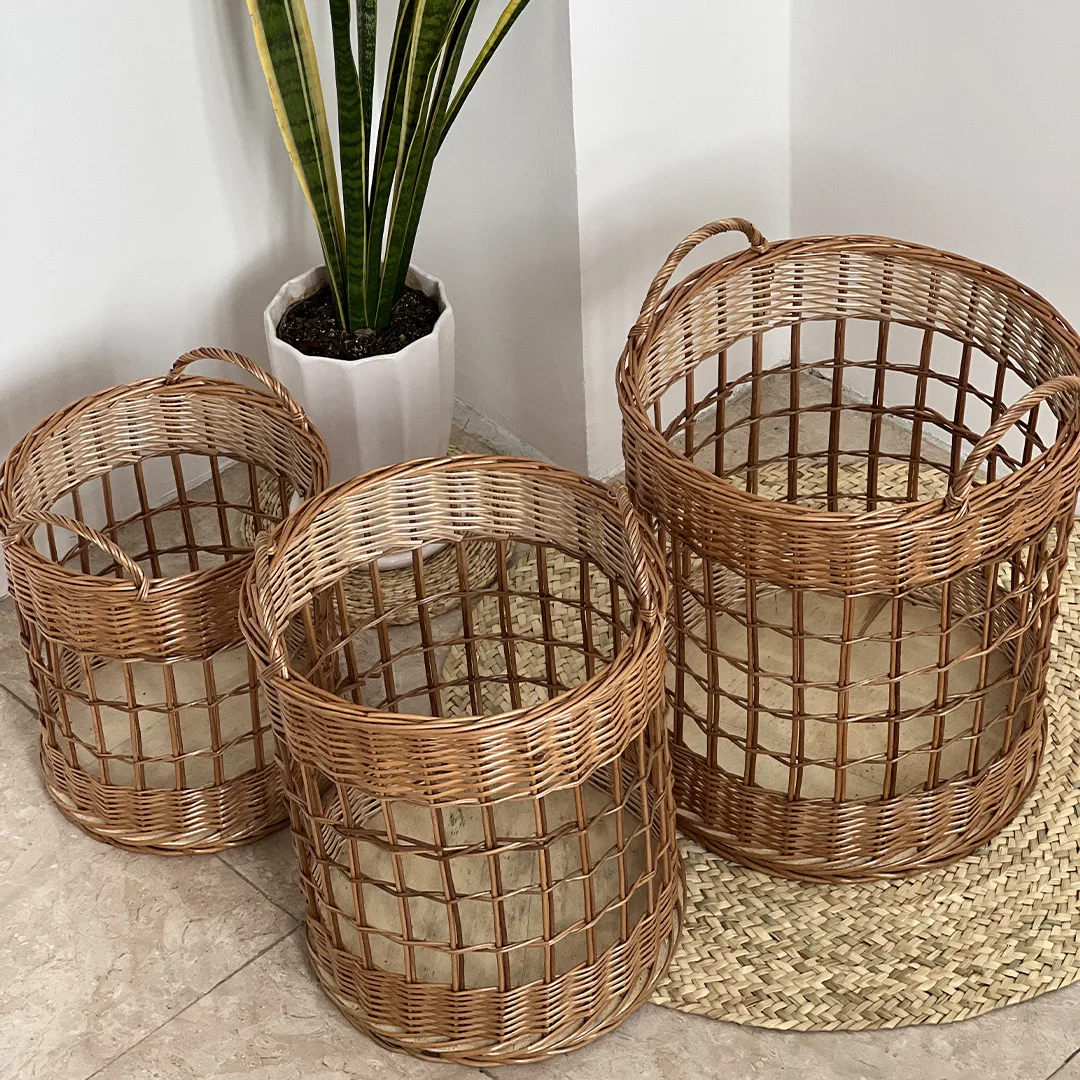 سبد رخت چرک مدل نویان طرح دسته دار مجموعه 3 عددی